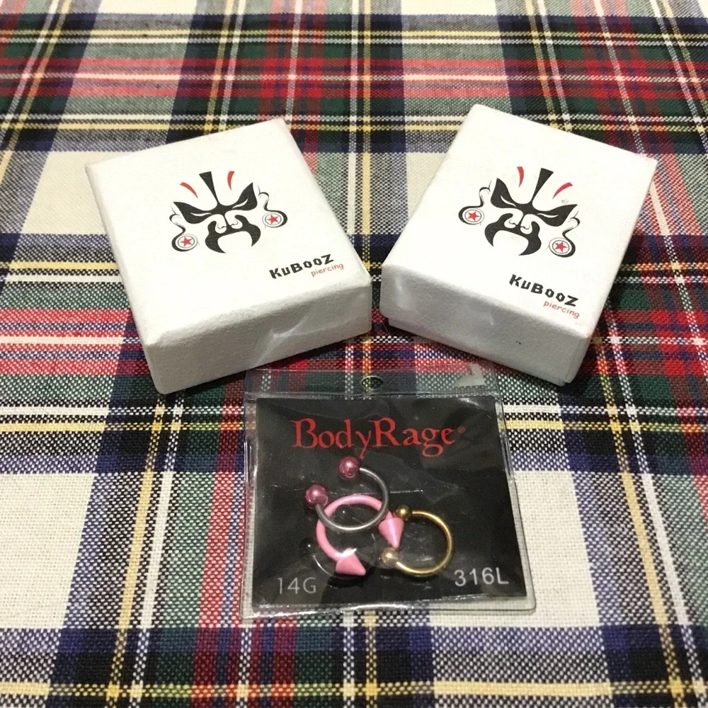 KUBOOZ Stainless Steel Ear Plug Tunnel Flesh Gauge Set in Boxes
